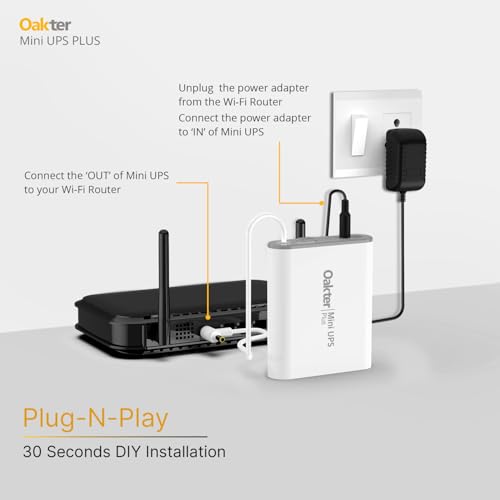 Image of Oakter Mini UPS Plus WiFi Router Broadband Modem | Backup Up to 6 Hours | WiFi UPS Power Backup During Power Cuts | UPS Broadband Modem | Current Surge & Deep Discharge Protection