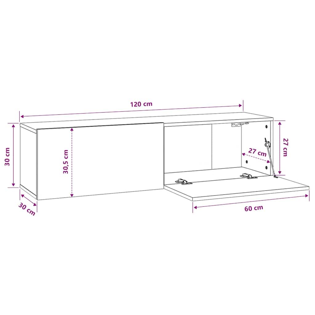 vidaXL TV-Wandschrank Räuchereiche 120x30x30 cm Holzwerkstoff