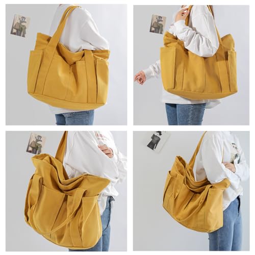 Canvas Tote Bag For Women With Pockets For Shopping Traveling Daily Commuting Beach Leisure And Fitness2
