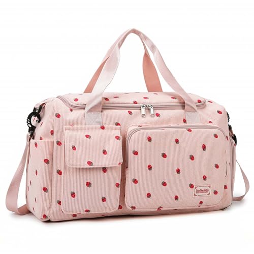Bolsa Deporte Mujer, Bolsa de Viaje con Compartimento Zapatos y Compartimento Mojado, Bolsas de Fin de Semana, 20-35L (Rosa)