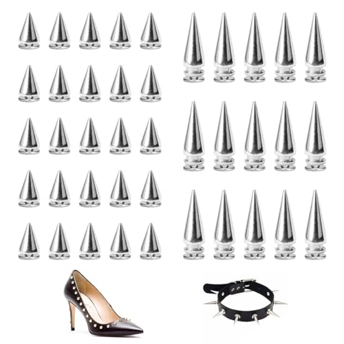 EXIN DEHCEN 150 Pièces Rivet Cône Clou 100 7X10mm Clous Punk+50 7X20mm Clou Rivets Punk, Argent Métal Rivet Cone Punk, Pointé Pique Punk pour Bracelets Décoratifs...