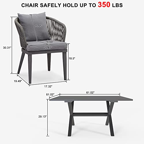 Purple Leaf 9 Pieces Patio Dining Sets All-Weather Wicker Outdoor Patio Furniture With Square Table Aluminum Frame For Lawn Garden Backyard Deck Patio Table And Chairs With Cushions And Pillows, Grey #TOP5