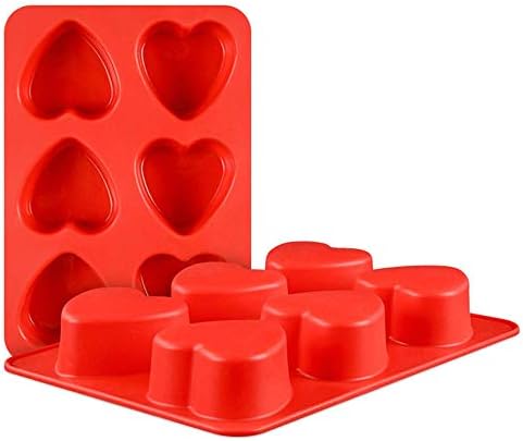 QELEG 2 Pcs Heart Love Silicone Molds for Soap,Clay,Mousse Cake,Cheesecake,Bread,Loaf,Muffin, Bakeware Mould Baking (Heart)