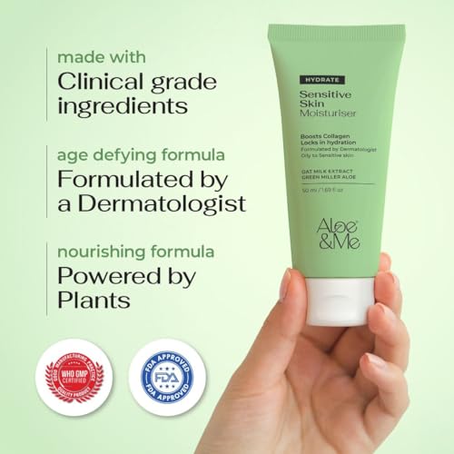 Image of Aloe&Me Creme Gel Face and Body Moisturizer For Oily & Acne Prone Skin | Oil-free | Fast Absorbing | Non sticky | Fragrance Free | 50 ml