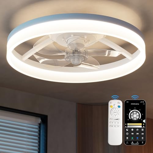 Ceiling Fans with Lights and Remote, 20 Inch White Low