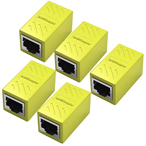 Yeung Qee Lot de 5 coupleurs RJ45 RJ45 pour câble Ethernet Cat7/Cat6/Cat5e/Cat5 u0096 Coupleur de câble réseau femelle vers femelle (jaune)