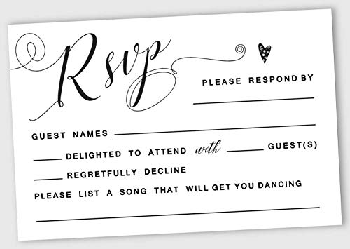 Inkdotpot 50 Blank RSVP Cards with White Envelopes White 4\"x6\" Response Cards-RSVP Reply Card for Wedding-Bridal Shower-Baby Shower-Rehearsal Dinner