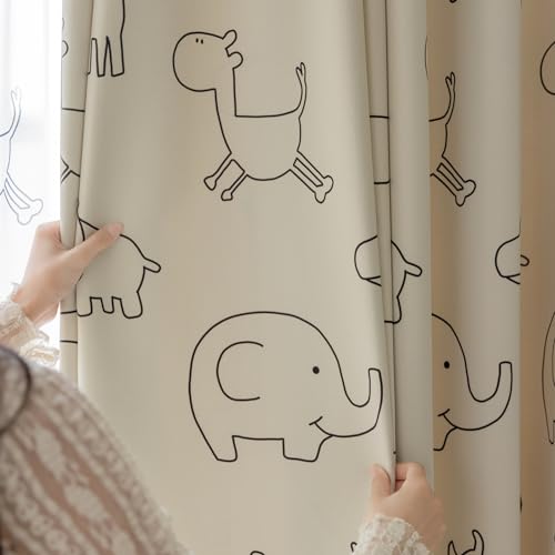 Kmsg KG238001 Cartoon Blackout Nursery Curtains For Kids Boys Girls Room Animals Patterns Kids Curtains For Bedroom Children Curtains Thermal Insulated Window Drapes Grommet Top 2 Panels W39 X L84 Inch thumb #5
