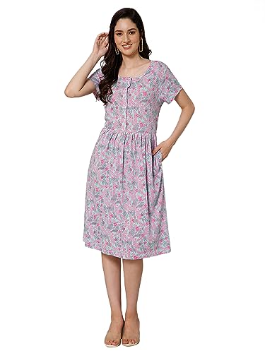 Image of ZELENA Cotton Zipless Maternity Nursing Dress
