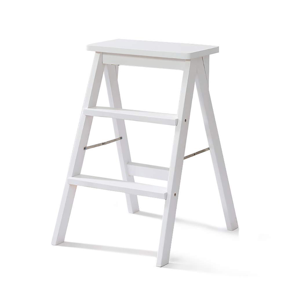 Taburete alto de cocina en madera plegable para alcanzar armarios con seguridad