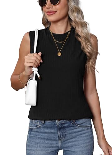 QUEZHU 2025 Women's Scoop Neck Sleeveless Slim-Fit Tank Summer Ribbed Basic Solid Color Tank Top - Image 3