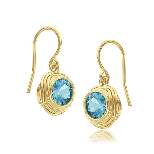 14K Gold Over Sterling Silver Earrings with 4.7 TCW Cubic Zirconia - Artisan Handcrafted Design - Hypoallergenic, Nickel & Lead-free, French Wire Back3