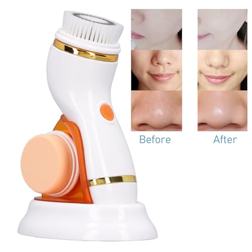 Escova de limpeza facial, esfoliante facial com 3 cabeças, escova de limpeza à prova d'água de rota