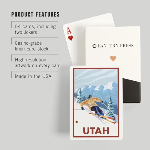 Lantern Press Naipes Póker Utah Downhill Snow Skier 52 cartas miniatura 3