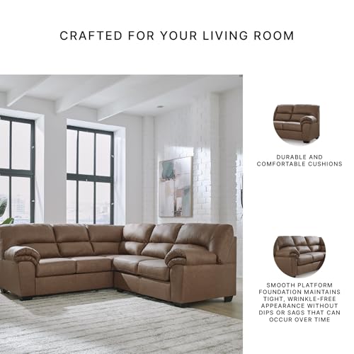 Image of Signature Design by Ashley Caramel Faux Leather Sectional, Walker Point