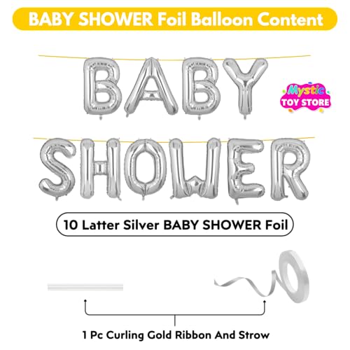 Image of Baby Shower Banner Silver for Home Foil Balloon Decoration Decor Celebration Silver