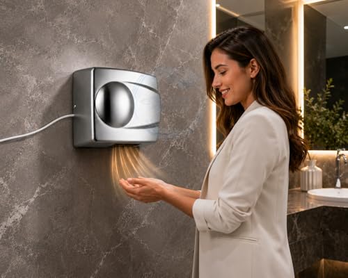 Image of BATH GURU 1500W Automatic Hand Dryer Wall Mounted - High-Speed Touch-Free Electric Hand Dryer, Warm Air, Durable Metal Body - Commercial Hand Dryers for Bathroom, Hotel, Office, Restaurant & Hospital