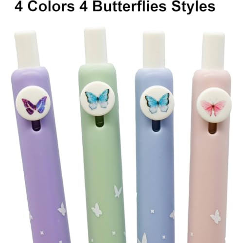 Set de 8 bolígrafos gel con mariposa y tinta negra miniatura 4