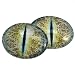 Yellow and Blue Crackle Dragon Oval Glass Eyes Fantasy Taxidermy Art Doll Making, Fantasy Sculptures or Jewelry Crafts Set of 2 (30mm x 40mm)