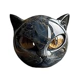 FACIOWN Black Cat Stone Sculpture Figurine Handcrafted Look Resin Statue with Amber Eyes, Elegant Shelf Decor for Home or Office (Yellow)