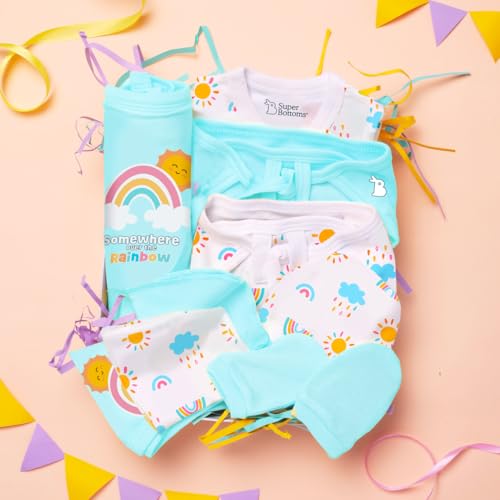 Image of SuperBottoms Baby Gift Set for New Born - Skin-Friendly Newborn Essentials - Ideal Gifts for NewBorn Baby - Unisex Clothing - 0-3 Months - 11 Pieces Baby Gift Hamper (Blue)
