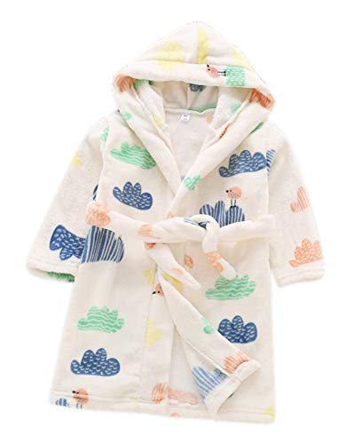 Cosy Baby Robe - Toddler Robe - Warm Hooded Bathrobe Towel - Little Kids Boys Girls Bathrobes with Hood 12-18 M White Mountain