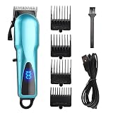EOYLMIRL Mens Hair Clippers Professional Electric Clipper Oil Head LED LCD High Power Razor Men(Blue)