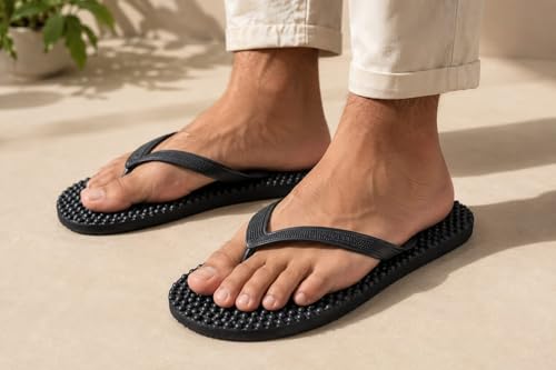 Image of Men's Stylish Rubber & EVA Slippers for Men and Boys | Lightweight Comfortable Flip Flops | Anti-Slip Casual Daily Wear Indoor Outdoor Slippers