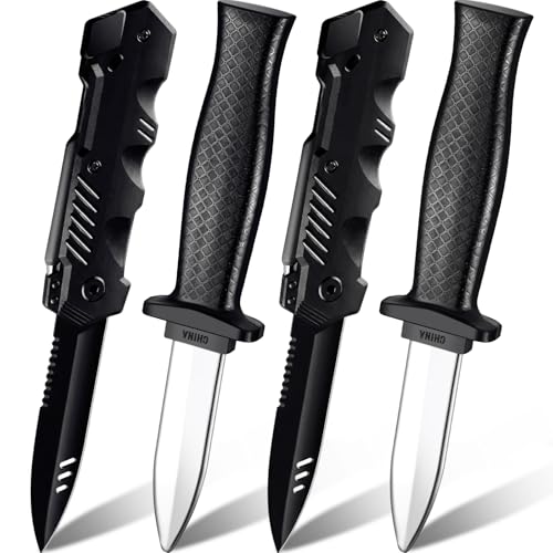 Sumind 4 Pieces Retractable Fake Knife Retractable Prop Knife Fake Dagger Joke Prank Props Trick Disappear Plastic Blade Gag Magic Toy for Halloween Fools Day (Mixed Style)
