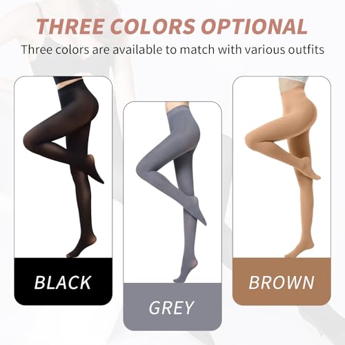Image of Caprilite 2 Pairs Women Fleece Lined Tights-Fake Translucent Leggings High Waist Pantyhose Sheer Thick Warm Tights For Women