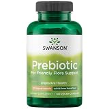 Swanson Prebiotic Fiber Capsules with NutraFlora FOS for Gut-Health-Conscious Adults Seeking Digestive Flora and Immune Support - 750 mg (120 Vegan Capsules)