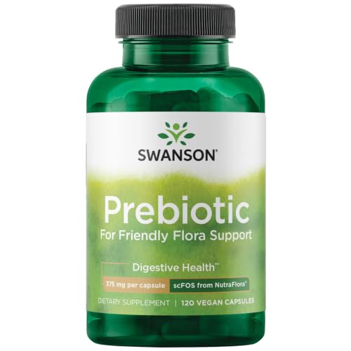 Swanson Prebiotic Fiber Capsules with NutraFlora FOS for Gut-Health-Conscious Adults Seeking Digestive Flora and Immune Support - 750 mg (120 Vegan Capsules)