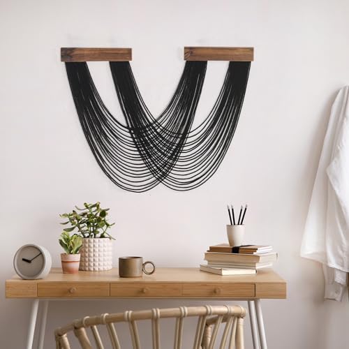 LB Black Macrame Wall Hanging, Boho Tapestry Wall Hanging Macrame