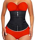 YIANNA Latex Waist Trainer for Women Tummy Control Jsculpt Double Sweat Trimmer Belt Workout Training Sport Girdle, YA2225-Black-XS