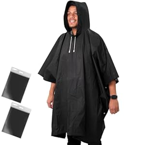 ANYOO Rain Ponchos for Adult Emergency Raincoats Reusable Hooded Rain Jackets for Men Women(2 pack)
