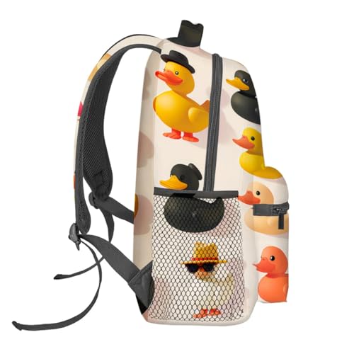Rubber Duck Backpack,Cute Cartoon Ducks Polyester Backpacks,Lightweight Double Shoulder Back Pack for Kids & Teens,Fun Playful Bookbag,School Bag Gifts,Casual Travel Daypack Book Packs3
