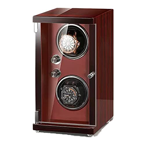 Watch Winder Enrollador automático de Relojes de Gran Capacidad para 2 3 4 6 Relojes Caja giratoria de Reloj de Cuerda automática de Piano con Carcasa de Madera con Vitrina de Relojes de Motor