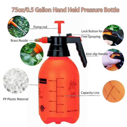3 Pack 2L Handheld Garden Pressure Sprayer with Adjustable Brass Nozzle by MRPAPA - Used condition - Image 4