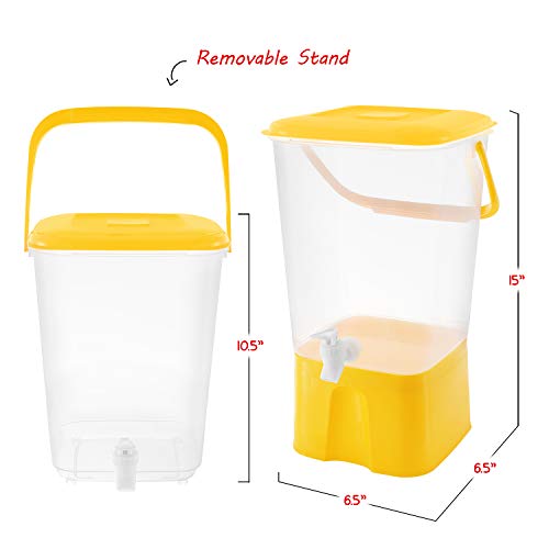 2 Pack - Zilpoo Plastic Party Beverage Dispenser with Stand & Spout, 2.11 Gallon (8L.) Cold Drink, Lemonade, Iced Tea, Juice Unbreakable Server Jar, BPA Free, Yellow