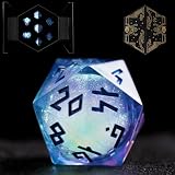 HEIMDALLR Liquid Core Dice Set with First Ever LED Display Case - 7-PC Hand-Painted Sharp Edge DND Dice Set with Gift Dice Box - Resin Dungeons and Dragons Dice Set (D&D Dice Set) (Aurora)