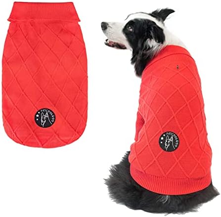 FATCOOLGOO Knitted Dog Sweater for Girl - Classic Cable Knit Turtleneck Winter Coat Apparel, Dog Clothes with Leash Hole for Cold Weather, Ideal Gift for Pet