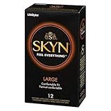 Lifestyles SKYN Large, Premium LARGE NON-LATEX Lubricated Condoms with Silver Pocket/Travel Case-12 Count
