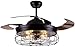 Mrdsre Ventilateur de ventilateur de plafond rétro LOFT Ventilateur industriel Chandelier Vintage Ventilateur de plafond Vintage American Restaurant américain avec ventilateur Ménage silencieux LED Té