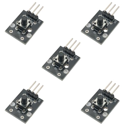 Ruiwaer 5PCS Black KY-004 3pin Button Key Switch Sensor Module