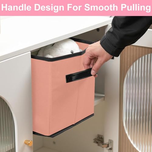 Boite de rangement pliable cube en tissu à pois corail pour vêtements