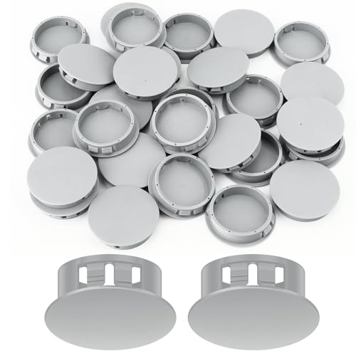Image of 30PCS 1-3 /4 inch Grey Plastic Plugs Hole, Round PA66 Plug Furniture Hole Decorative Cover