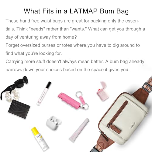 Image of LATMAP 3L TRIPLE ZIP Fanny Packs Belt Bag For Women Men Crossbody Waist Pack Sling Chest Bum Travel Bag Purse Faux Leather Fashion Cute Black