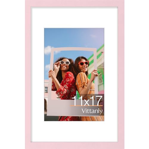 Vittanly 11x17�C���` �ʐ^�t���[�� �G���W�j�A�[�h�E�b�h ��U�h�~�v���L�V�K���X�t�� �ʐ^��\�� 8x12�C���` �}�b�g�t�� �܂���11x17�C���` �}�b�g�Ȃ� �Ǌ|���p�t�H�g�t���[�� �y�[���s���N 1�p�b�N