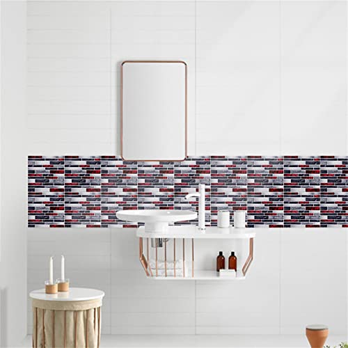 Frakyen 10 Pcs Peel And Stick Backsplash Tiles Peel And Stick Backsplash Tile Sticker For Kitchen 3D Wall Sticker Panel Self-Adhesive Mosaic Tile For Bathroom, Fireplace, Laundry Table, Stair Decals #TOP1