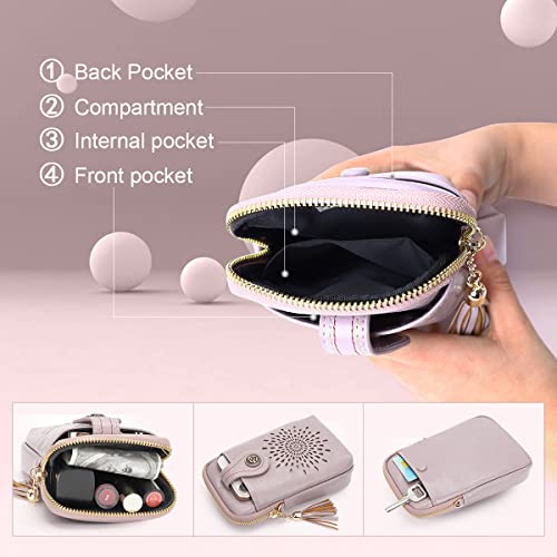 Image of APHISON Small Crossbody Bags for Women, Lightweight Vegan Leather Cell Phone Purse, Cute Purses with Tassels